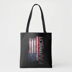 Bolsa Tote Camiseta de Agricultor com Bandeira dos EUA, Camis