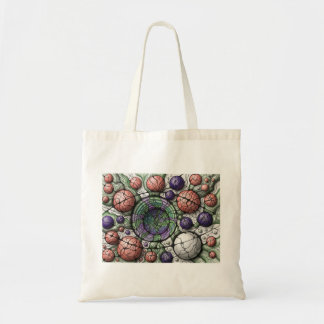 Bolsa Tote Camiseta de Arte Neurográfica Verde Violeta Abstra
