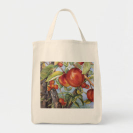 Bolsa Tote Camiseta de Fruta do Pomar de Pêssego de Aquarela