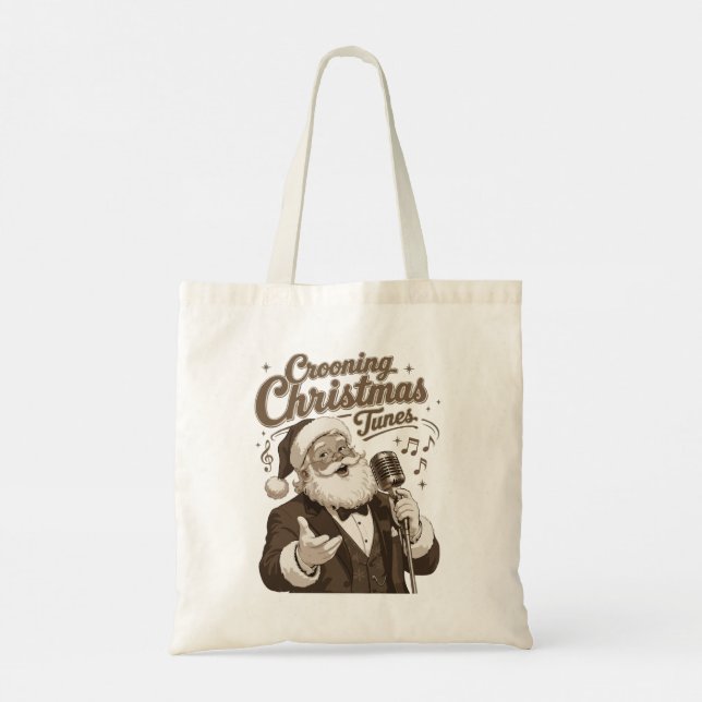 Bolsa Tote Camiseta de Natal Vintage Santa Crooner (Verso)