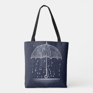 Bolsa Tote Camiseta de Notas Musicais de Guarda-Chuva Minimal