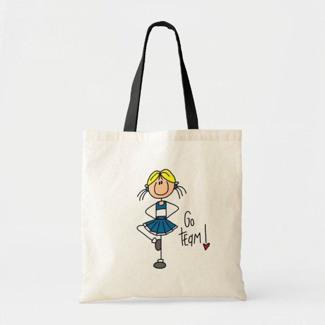 Bolsa Tote Camiseta e presentes azuis do cheerleader (Frente)