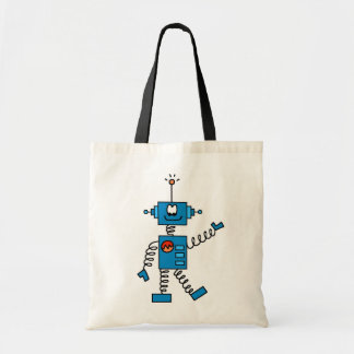 Bolsa Tote Camiseta e presentes azuis do robô