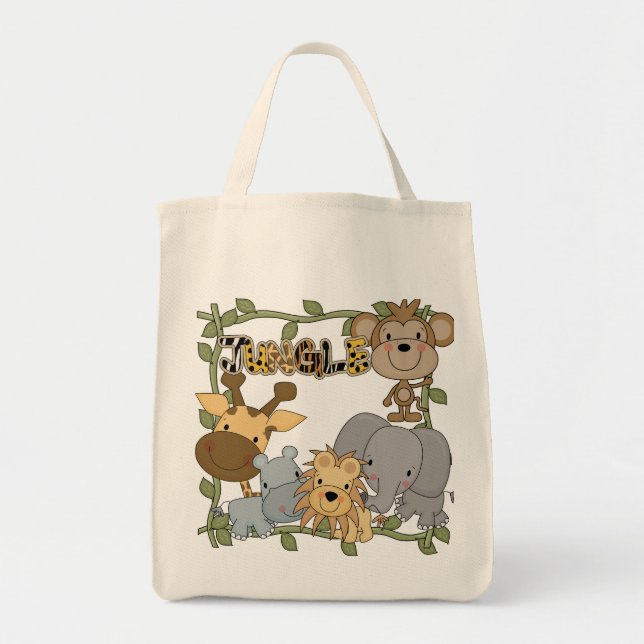Bolsa Tote Camiseta e presentes dos animais da selva do bebê (Frente)