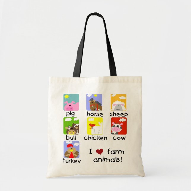 Bolsa Tote Camiseta e presentes dos animais de fazenda (Frente)