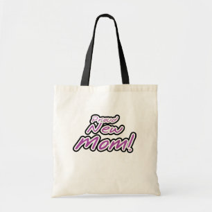 Bolsa Tote Camiseta e presentes roxos do texto da mamã nova