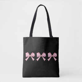 Bolsa Tote Camiseta Estética Fofo Trio de Laço Rosa