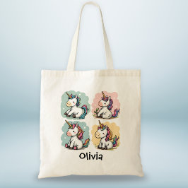 Bolsa Tote Camiseta infantil de unicórnio colorido fofo