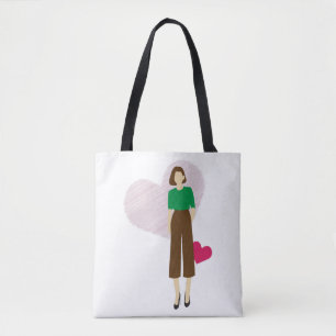 Bolsa Tote Camiseta na moda e Coração - Arte Feminina Moderna