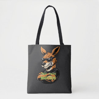 Bolsa Tote Camiseta Preta de Algodão com Estampa de Canguru L