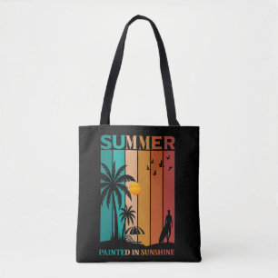Bolsa Tote Camiseta Retro de Verão Pintada ao Sol