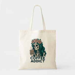 Bolsa Tote Camisetas de design de esqueleto de amante de café