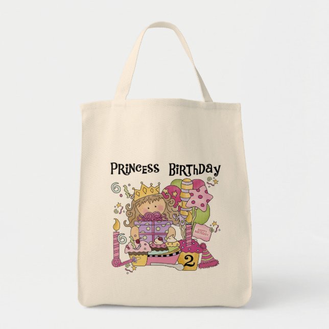 Bolsa Tote Camisetas e presentes da Princesa segundo aniversá (Frente)