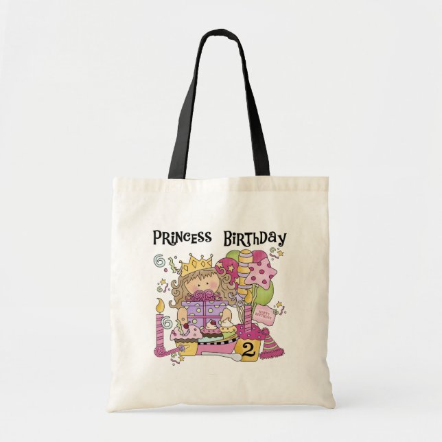 Bolsa Tote Camisetas e presentes da Princesa segundo aniversá (Frente)
