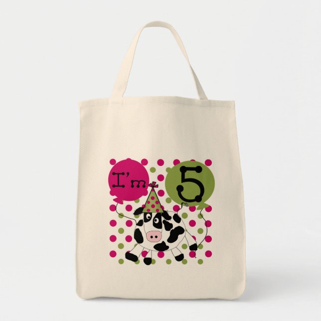 Bolsa Tote Camisetas e presentes de 5 de Vaca Rosa (Frente)