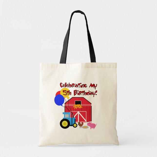 Bolsa Tote Camisetas e presentes de aniversário de 5 fazenda  (Frente)