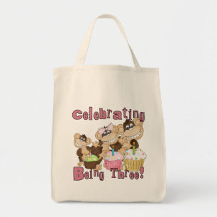 Bolsa Tote Camisetas e presentes de macacos de festa rosa