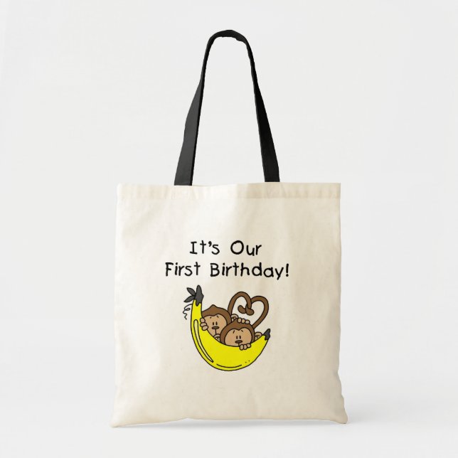 Bolsa Tote Camisetas e presentes de macacos primeiro aniversa (Frente)