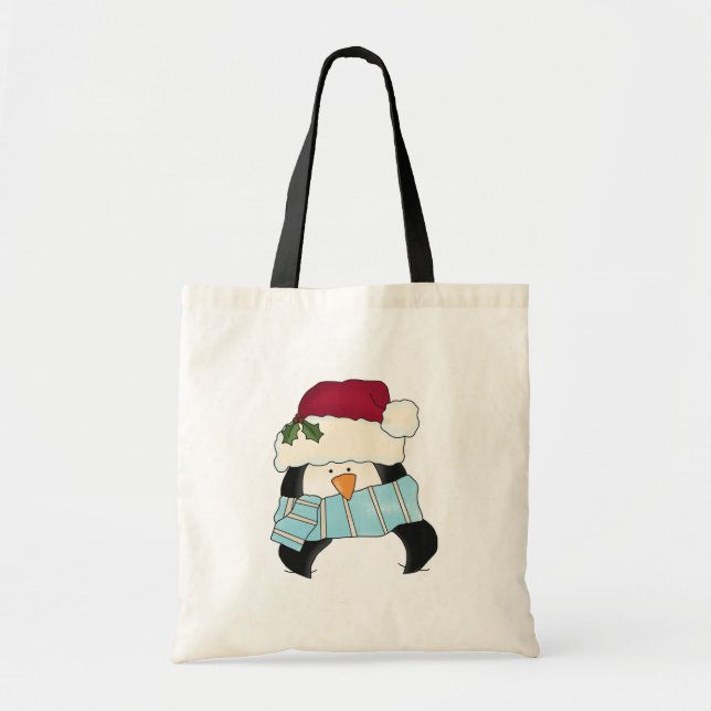 Bolsa Tote Camisetas e presentes de pinguim de Natal (Frente)