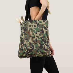 Bolsa Tote Camo camuflage padrão monograma iniciais