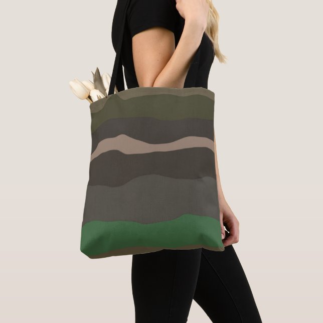 Bolsa Tote Camo e abstrato verdes (Close Up)