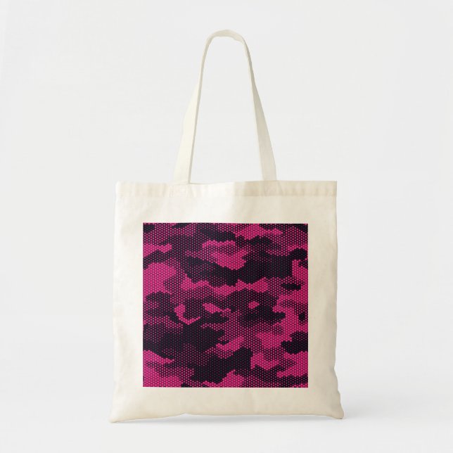 Bolsa Tote Camouflage hexagonal, fundo de textura militar (Frente)