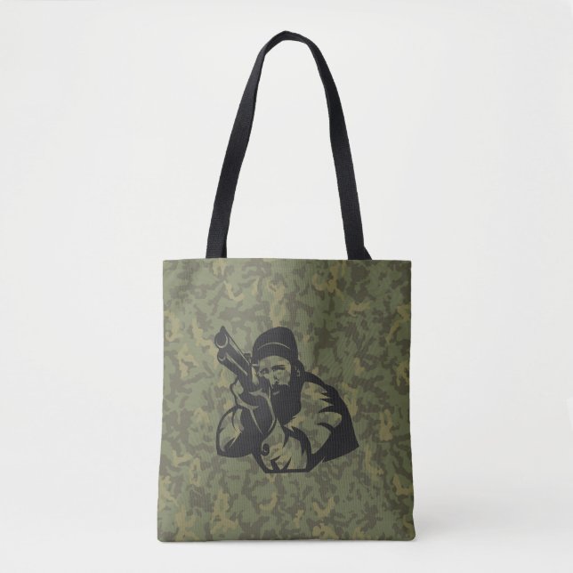 Bolsa Tote Camouflage Hunter Aiming Illustration Design (Frente)