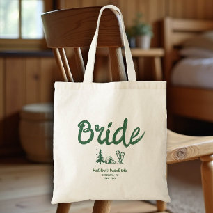 Bolsa Tote Camp Bachelorette Noiva Escrevendo Verde