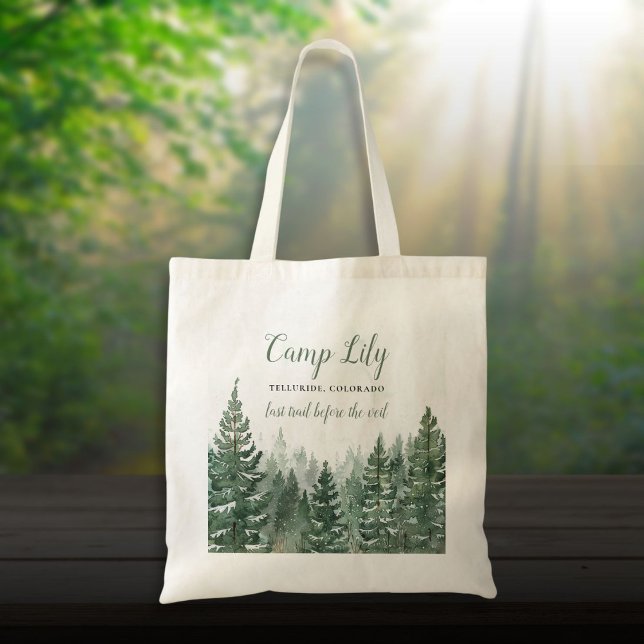 Bolsa Tote Camp Bachelorette Woodland Festa de Fim de Semana (Camp Bachelorette Woodland Forest Weekend Party Tote Bag)
