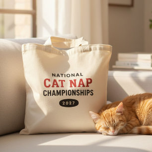 Bolsa Tote Campeonatos de Cochilo de Gato Retro Divertido Hum