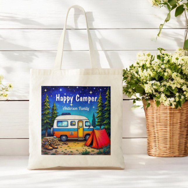 Bolsa Tote Camper Blue Watercolor Campervan (Criador carregado)