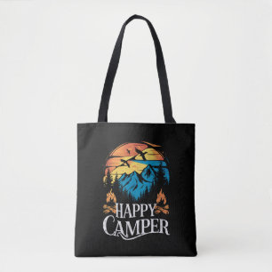 Bolsa Tote Camping Feliz Retro Vintage Equipe de Acampamento 