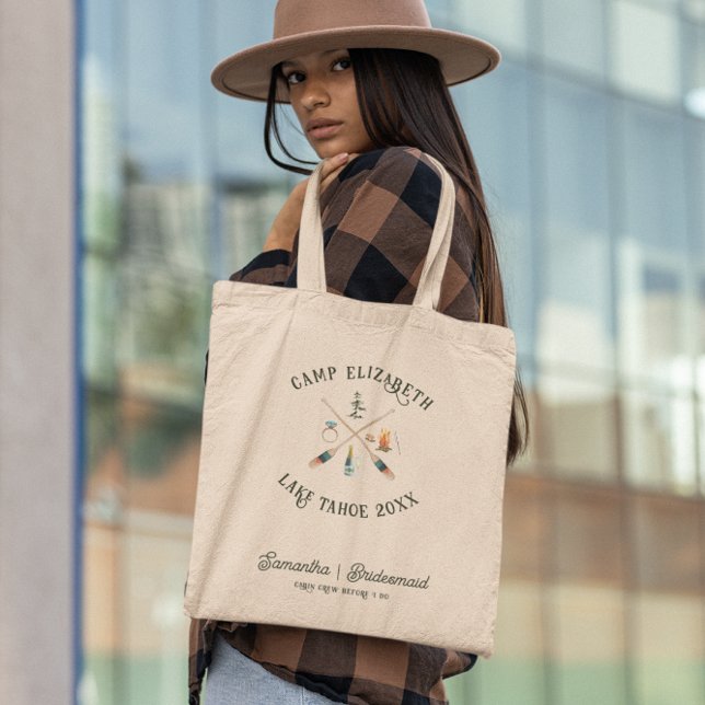 Bolsa Tote Camping Ilustrado | Dama de Honra de Despedida de  (Criador carregado)