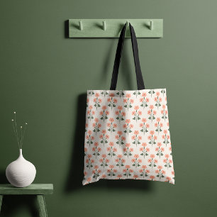 Bolsa Tote Campo Botânico Vintage de Pôr do Sol Quente