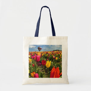 Bolsa Tote Campo Colorido de Tulipas com Balão