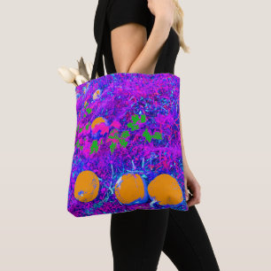 Bolsa Tote Campo de abóbora roxa no estilo de arte Pop