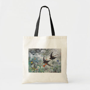Bolsa Tote Campo de andorinha e flores, Bruno Liljefors