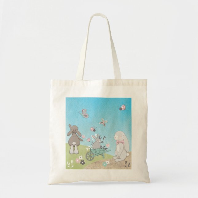 Bolsa Tote Campo de coelhos primavera (Frente)
