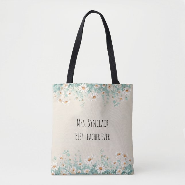 Bolsa Tote Campo de Flores Silvestres Melhor Professor de Tod (Frente)