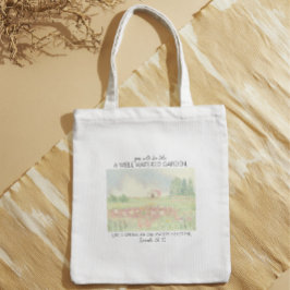 Bolsa Tote Campo de Flores Versículo Bíblico Cristão