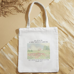 Bolsa Tote Campo de Flores Versículo Bíblico Cristão