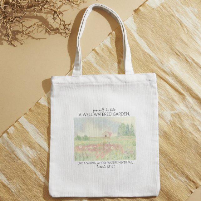 Bolsa Tote Campo de Flores Versículo Bíblico Cristão (Flower Field Christian Bible Verse Tote Bag. Isaiah Bible Verse Tote.)