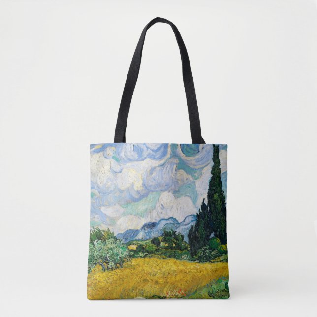 Bolsa Tote Campo de trigo Van Gogh com ciprestes. Impressioni (Frente)