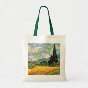 Bolsa Tote Campo de trigo Van Gogh com ciprestes na Haute Gal