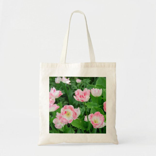 Bolsa Tote Campo de tulipas rosa (Frente)