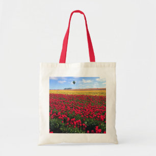 Bolsa Tote Campo de Tulipas Vermelho e Amarelo com Balão de A