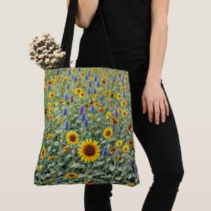 Bolsa Tote Campo de Verão de Girassóis e Flores Silvestres