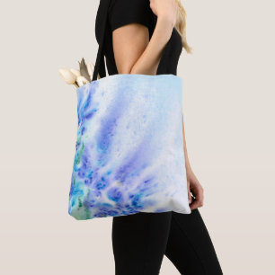 Bolsa Tote Campo violeta azul da aguarela abstrata das flores