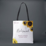 Bolsa Tote Campos de Girassol Personalizados de Bridesmaid<br><div class="desc">Trendy e girassóis e o hálito do bebê,  sacola personalizada de tote de festa de casamento. Projetado para combinar com nossa Coleção de Campos de Girassol.</div>