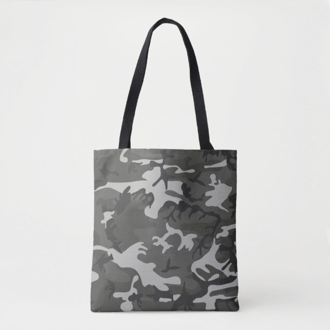 Bolsa Tote Camuflagem Abstrata Cinza Moderna (Frente)